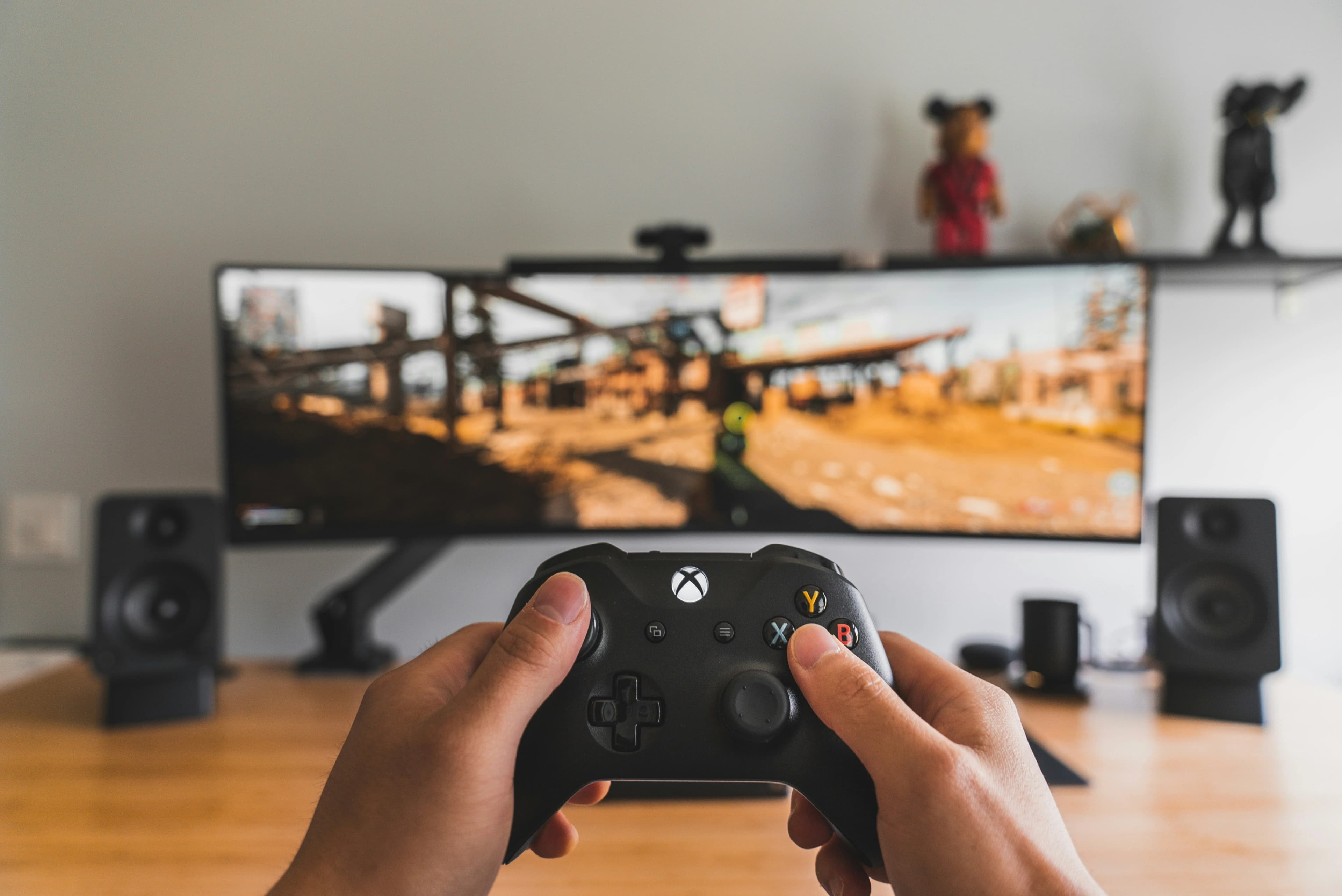 Gaming scene with controller or screen suggesting interactive entertainment